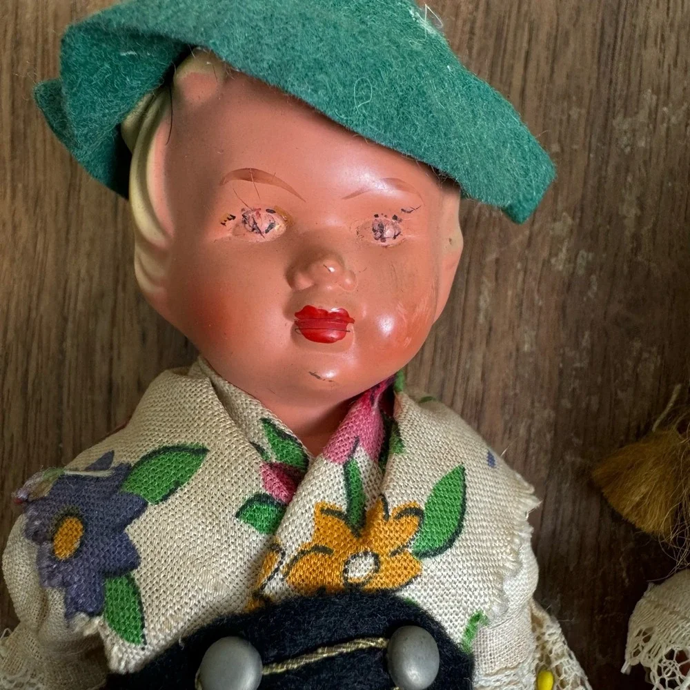 Vintage West Germany Boy & Girl Celluloid Winding Key‎ Dancing Dolls NO KEY
